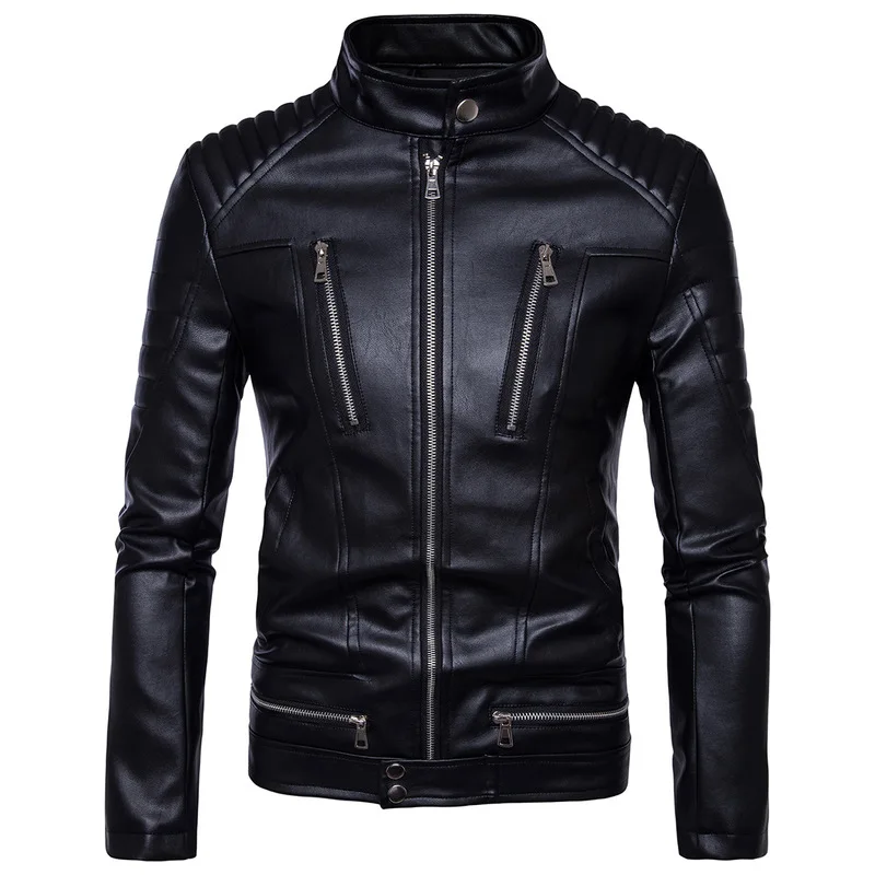 Mens Bomber Jackets Faux Leather Coat Zipper Overcoat Motor Jacket Motorcycle Bikers Punk Man Brand Top Colthing leather jackets