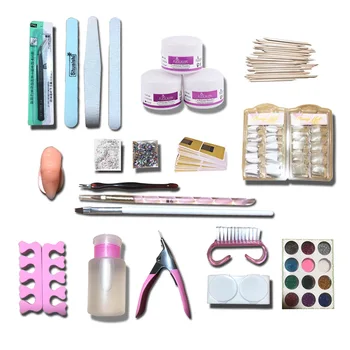 

Nail Kit Professional Set Manicure Nail Art Tools Kit Brush Nail Tips File Polygel Rhinestone Fake Finger Nail Practice DIY