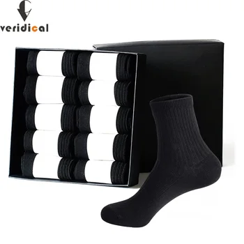 

Veridical 10 Pairs/Lot Cotton Men Socks Casual Business Anti-Bacterial Deodorant Winter For Men Dress Socks Gifts High Quality