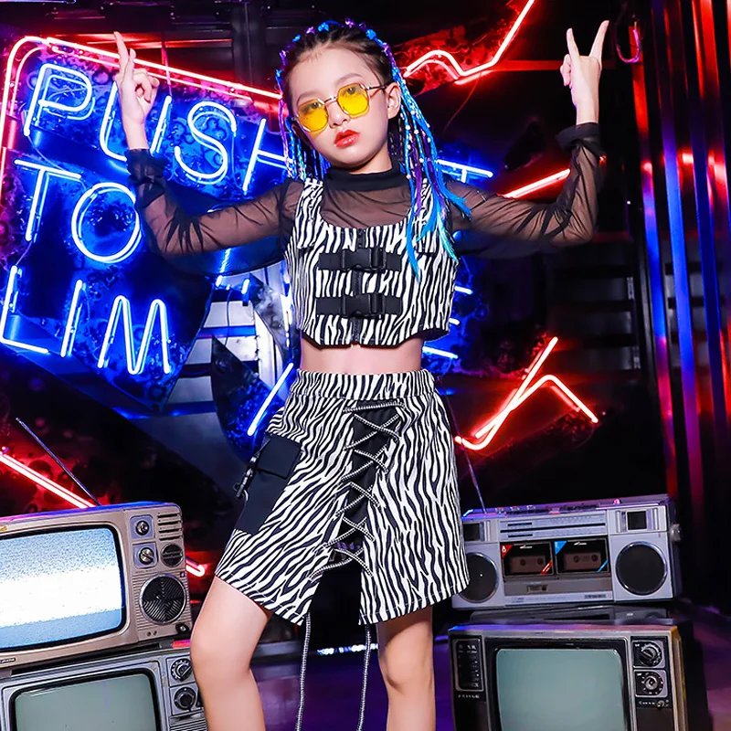 Танцевальная одежда в стиле хип-хоп для девочек костюм чарлидинга сценическая Rave