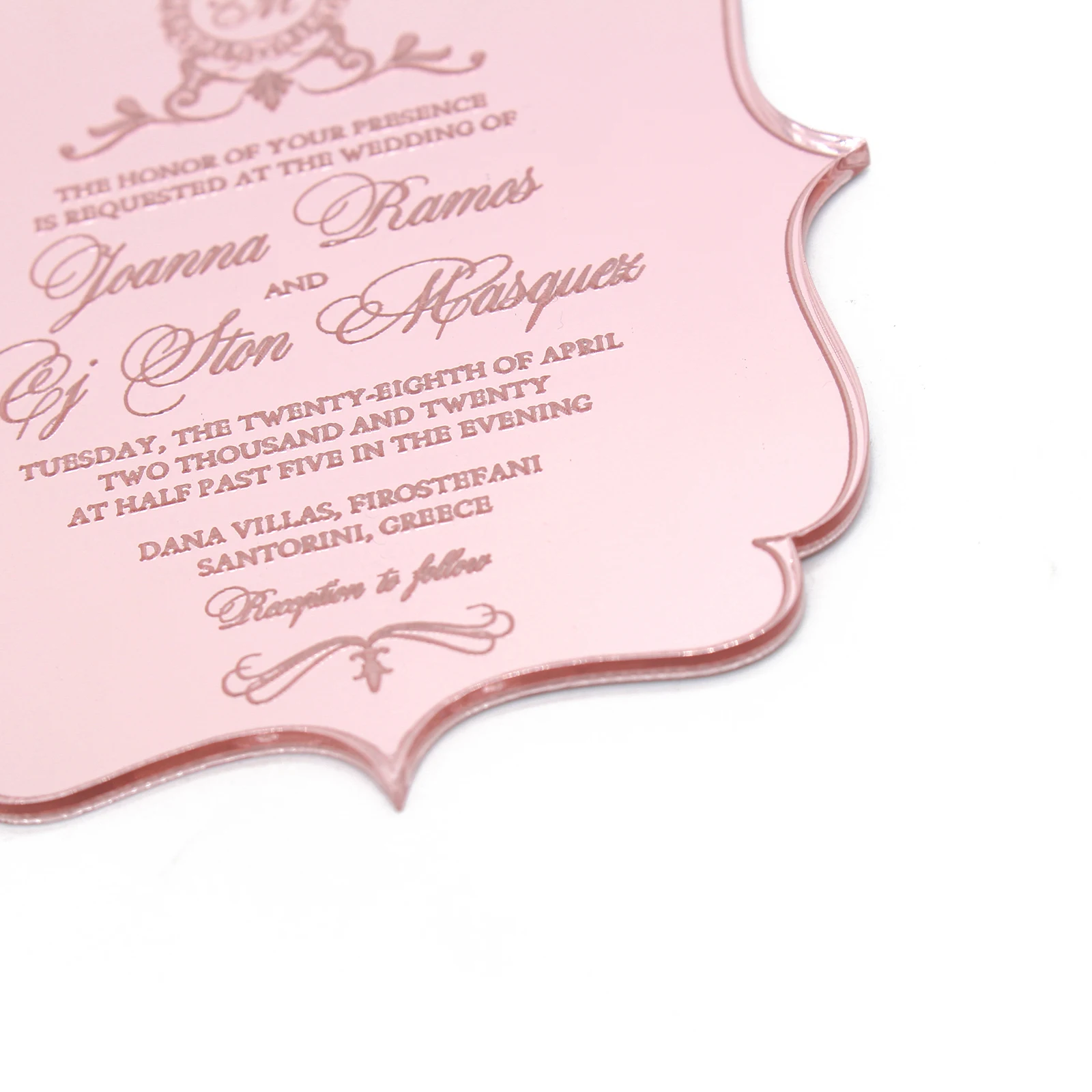  10 Pcs Personalized Rose gold Mirror Acrylic Invitations Wedding Cards Customized Birthday Engageme - 4000580265731