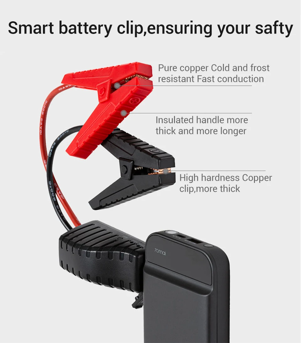 70mai Jump Starter 11100mah Car Jump Starter PS01 600A for 3.0L Power Bank Car Jumpstarter Auto Buster Emergency Booster