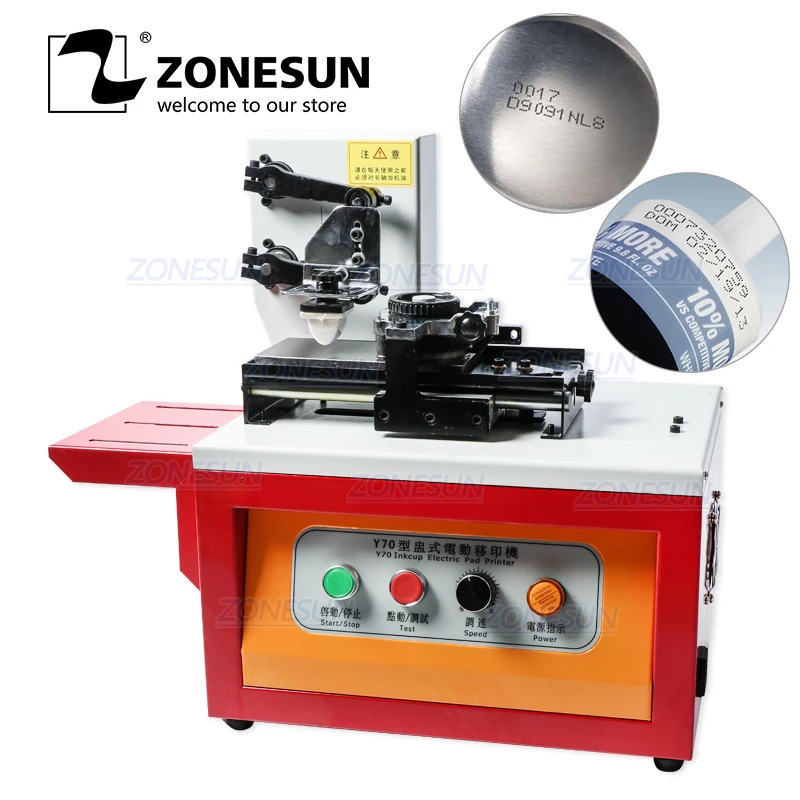 ZONESUN Automatic Ink Pad Printing Machine Electric Production Date Coding Machine Plastic Milk Carton Bottle Glass Pad Printer