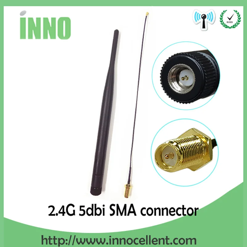 

2.4 GHz 5dBi Antenna Wireless SMA-Male for PCI Card USB Wifi Booster + 21cm SMA Jack to ufl./ IPX 1.13 Pigtail Cable