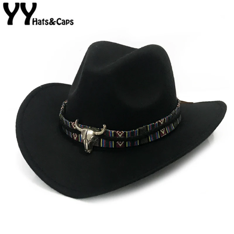 Фетровая шляпа YY с металлической лентой в виде быка мужская зимняя осенняя