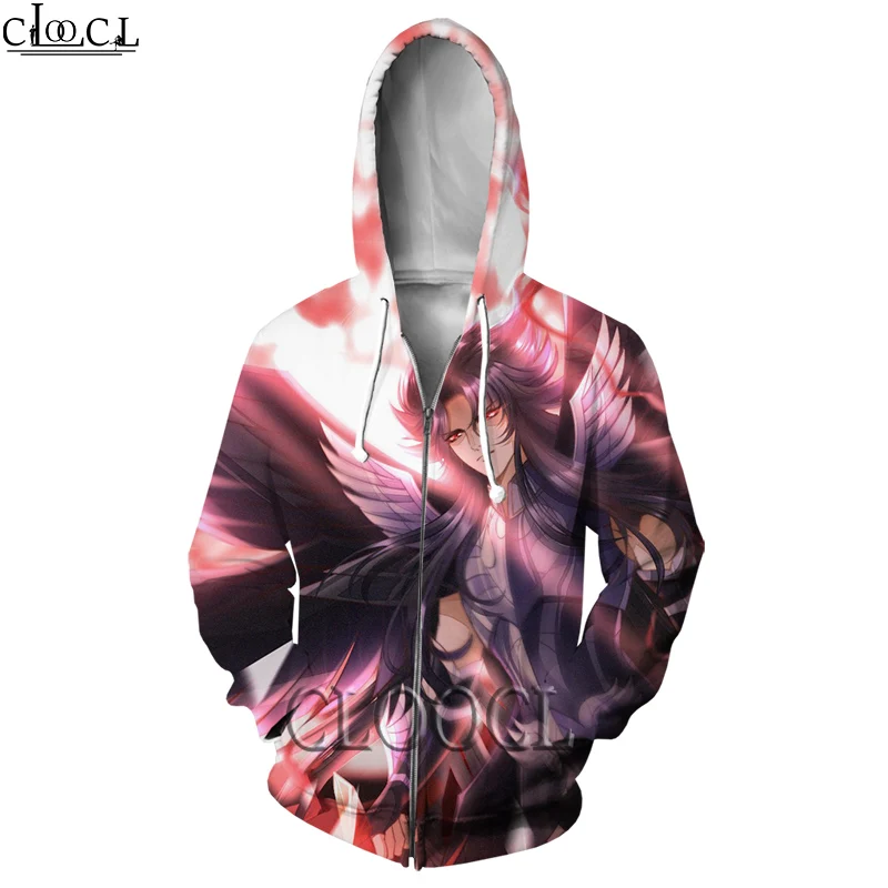 

CLOOCL 2020 Newest Casual Zipper Hoodies Anime The Knights of The Zodiac Saint Seiya 3D Print Mens Women Hip Hop Harajuku Tops