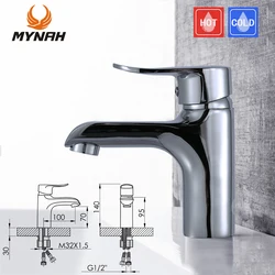 MYNAH Basin Faucets Chroming Bath Sink Faucet Cold and Hot Bathroom Water Tap Economical and Durable Bath Mixer