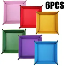 6 шт квадратные игральные кубики лоток PU бархат складной лоток прокатки для DND и других настольных игр