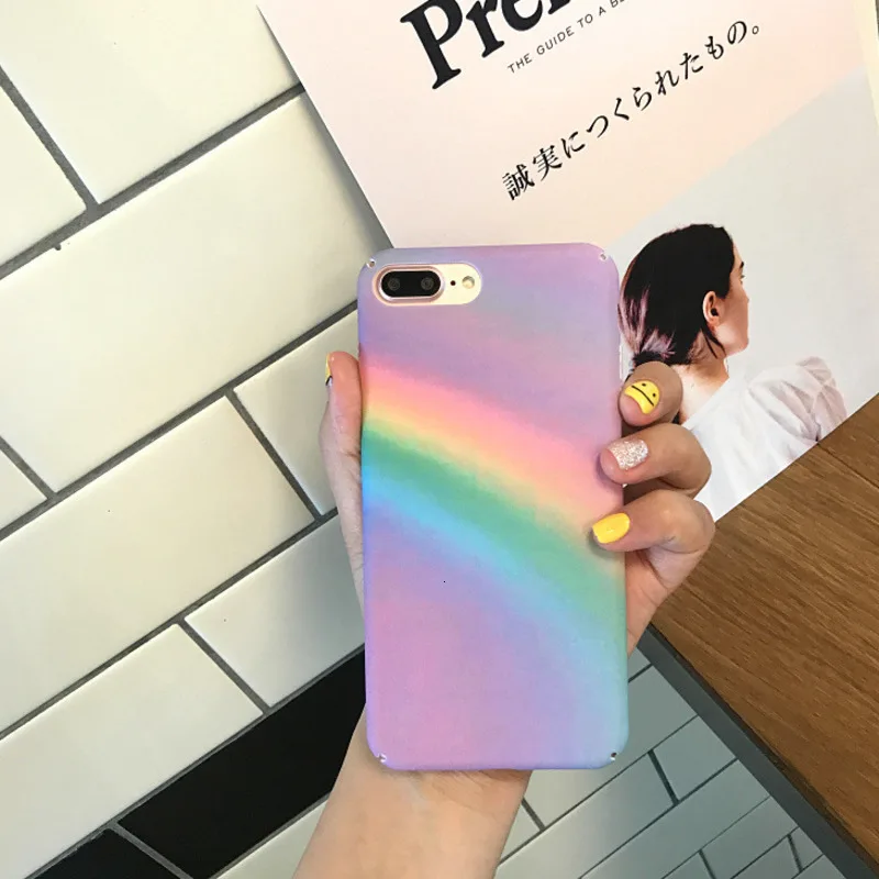 

Creative gradient rainbow phone case for iPhone11 X XS XR XSMax 8 7 6 6S PluS rainbow color all-inclusive frosted back cover