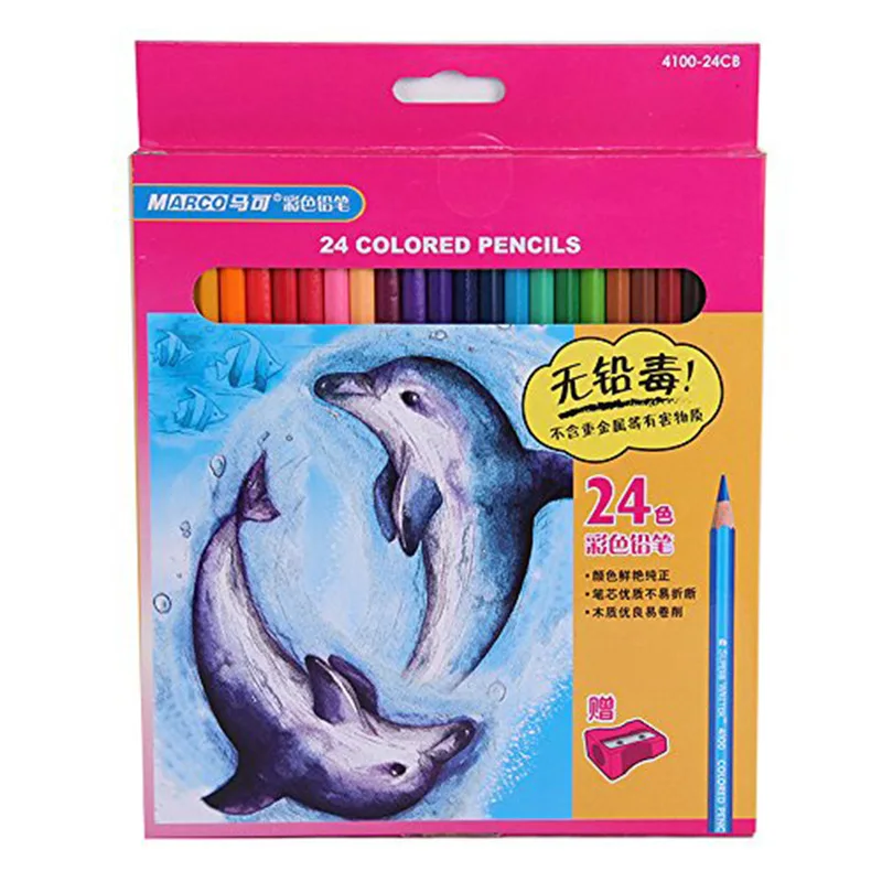 

MARCO 4100-24 Students Painted Colored Pencil 24 Color Pencil Containing Pencil Sharpener