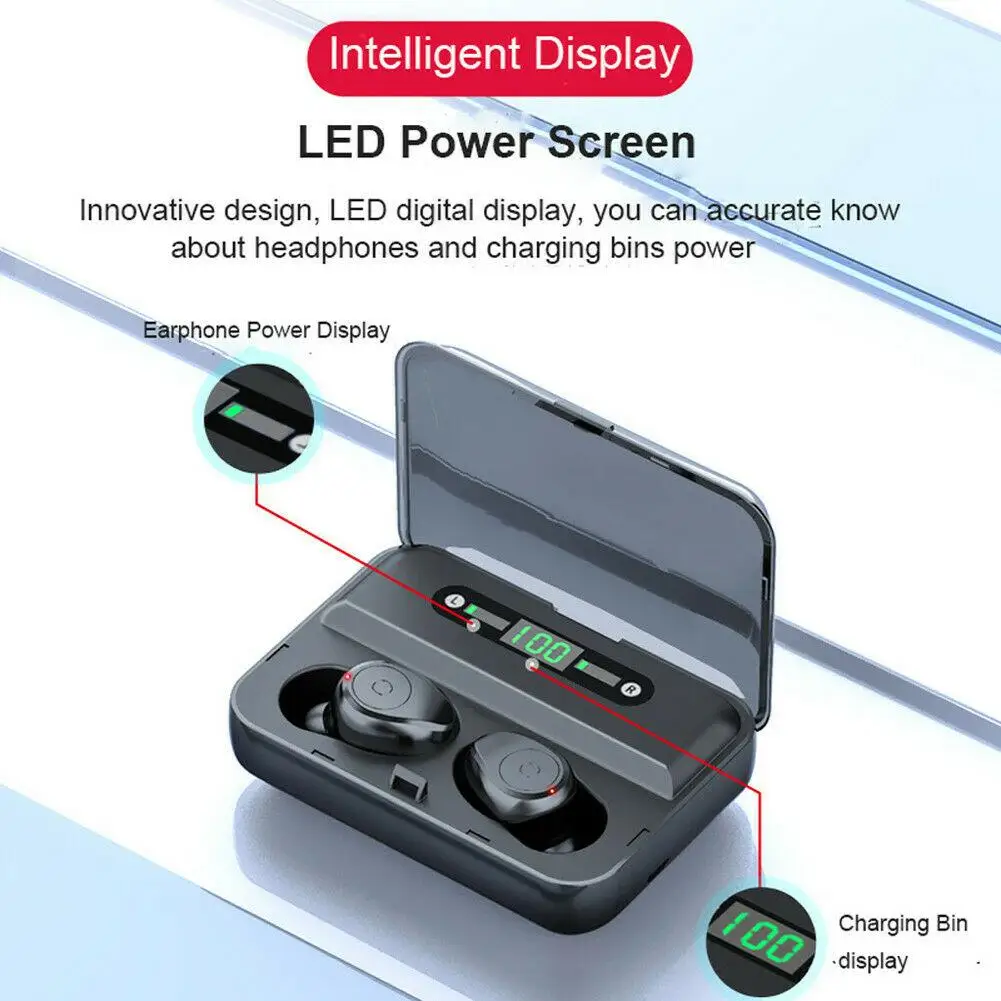 Wireless TWS Earphones Bluetooth Headsets Stereo In Ear Earbuds with Charging Box for Android iPhone Samsung Galaxy LG V40 V30