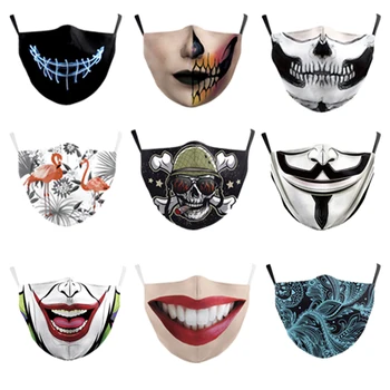 

2pcs Spring Winter Mask Personality 3D Mask Men Women Dustproof Earloop Face Mouth Mask Summer Cotton Funny Thin Printing