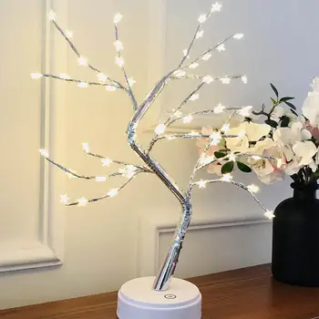 

LED Five-Pointed Star Tree Light Desktop Bedroom Living Room Decoration Twig Night Lamp Warm White Lamp Night