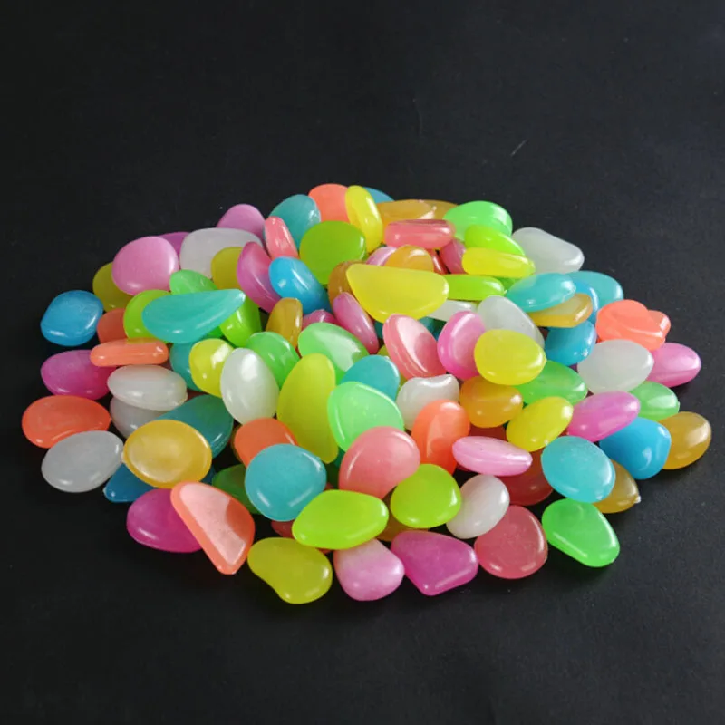 

100X Glow In The Dark Pebbles Stones Luminous Garden Walkway Flower Pebble Decor