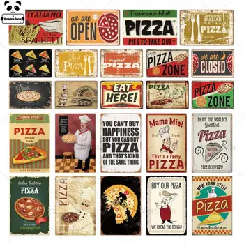 

Pizza Metal Sign Vintage Tin Sign Plaque Vintage Retro Wall Decor For Cafe Bistro Restaurant Pizza Zone