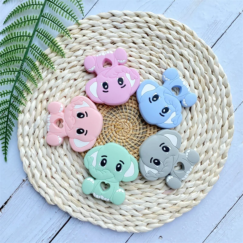 1PCS 코끼리 실리콘  Teethers 치아 실리콘 설치류 완구  Bpa 무료 딸랑이  맞춤형 젖니가 남 장난감