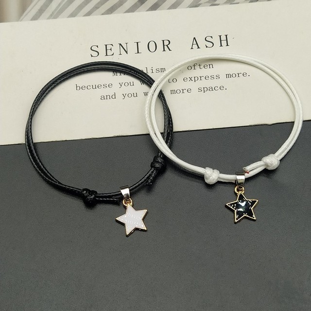 PCS/Set New Fashion Couple Bracelets BlacK White Rope Stars Bracelet for Women and Men Paired Bracelets Gifts for Lovers
