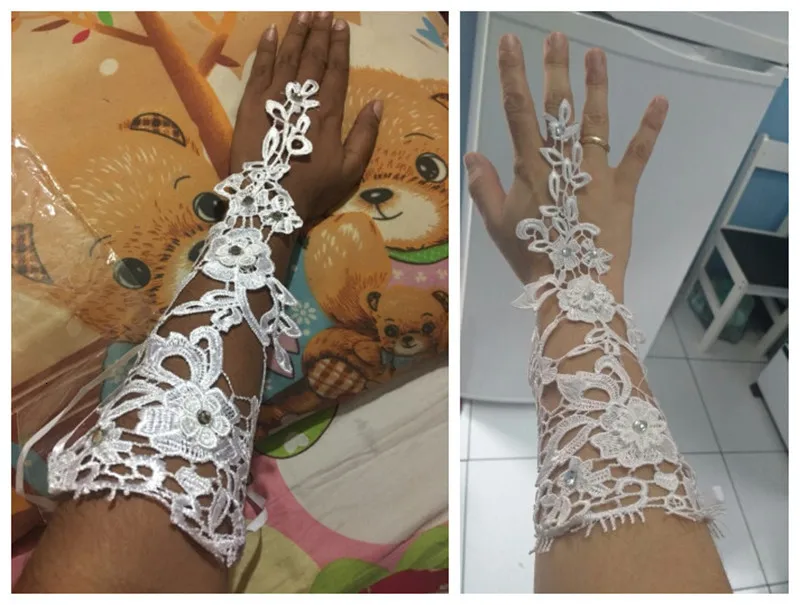 BacklakeGirls Acessorios De Noiva Fashionable Design Wedding Accessories Elbow Length Bridal Glove Fingerless Lace Wedding Glove