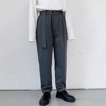 

2020 Spring New Handsome Cool Ins Korean Version Of Pure Color Live Pleated Elastic Waist Straight Trend Casual Pants