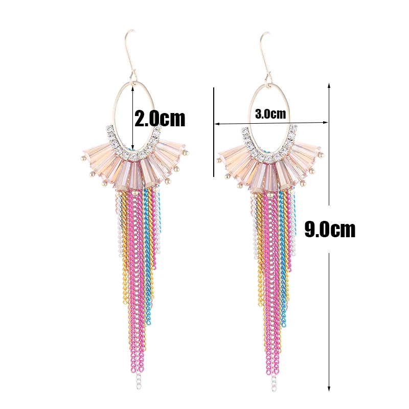 TDQUEEN Dangle Earring Metal Chain Tassel Earrings Gold Color Women Fashion Earrings Crystal Handmade Long Tassel Drop Earring (4)