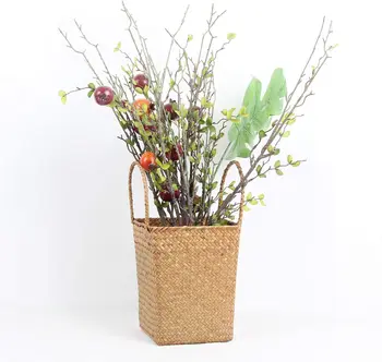 

Wicker Hand-woven Hand Basket Wall Hanging Flower Basket Straw Rattan Magazine Storage Basket