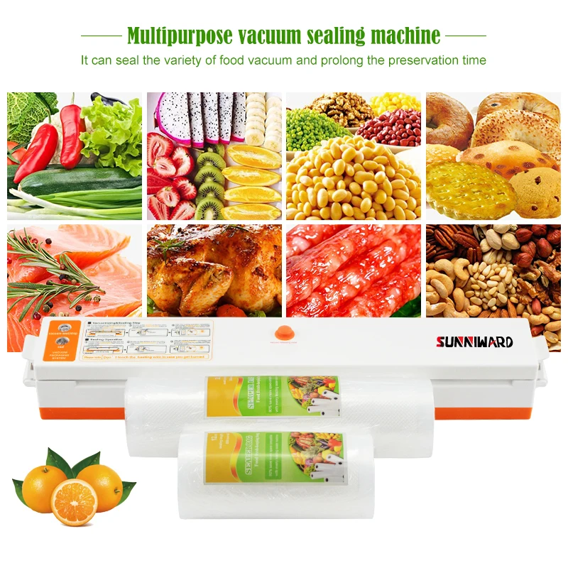 SUNNIWARD Food Vacuum Sealer Packing Sealing Machine Including 15pcs Bags And Vacuum Bag Packaging Rolls 20cmx500cm+12cmx500cm