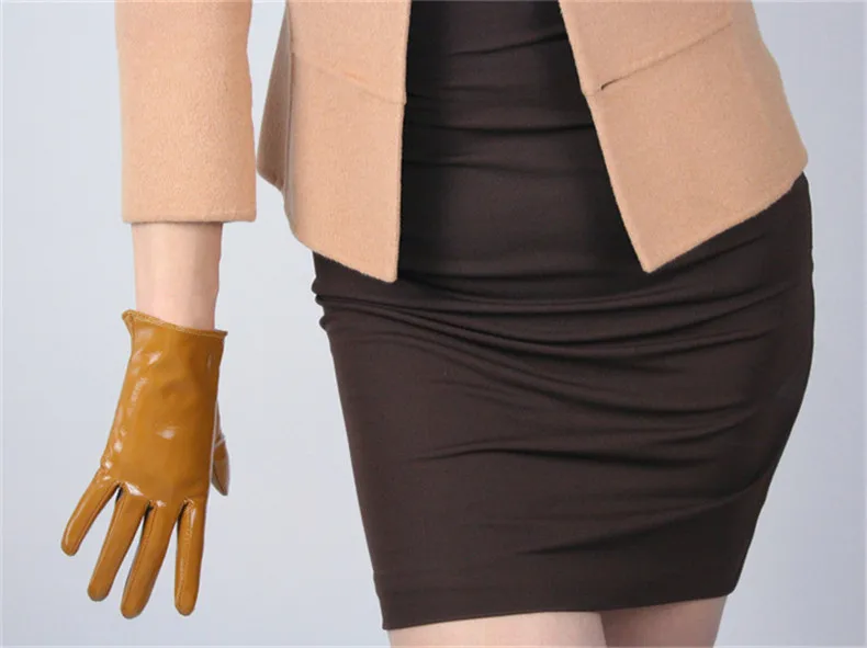 Лакированные кожаные длинные перчатки 50 см с пышными рукавами, имитирующая кожу, искусственная кожа, ярко-коричневые, карамельные, кремовые, верблюжьи, женские WPU132