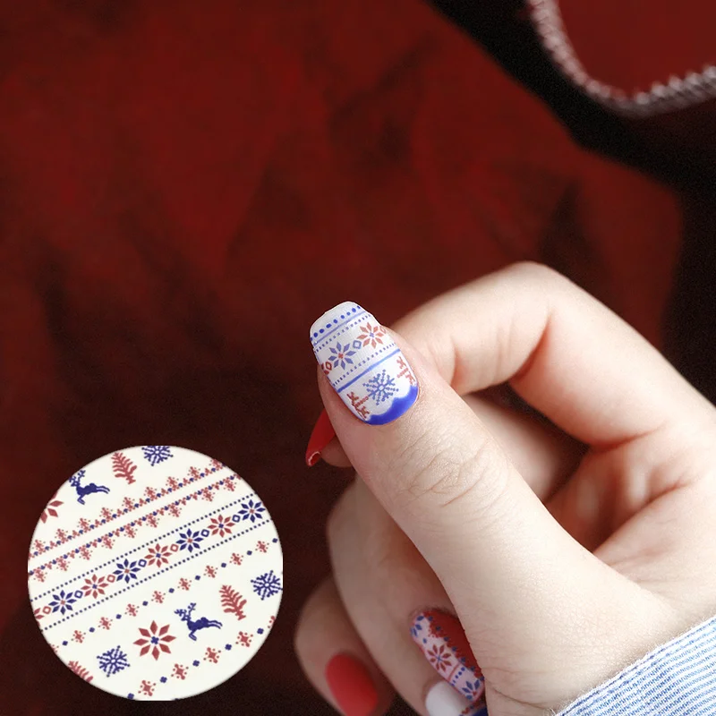 Новые HANYI-118 олени и снежинки Дизайн стикеры 3D на ногти nail Art японский стиль наклейки для ногтей декоративные советы