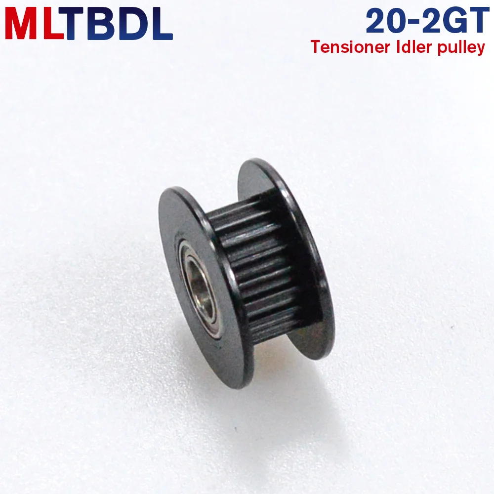 2M 2MGT 2GT 20 톱니 동기 휠 아이들러 풀리 보어 3mm 4mm 5mm, 톱니 또는 톱니 없음 베어링 포함, 실버 및 블랙 색상
