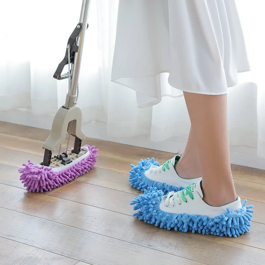 Мульти-Функция пыли для удаления пыли швабры; комнатные тапочки; крышка Моющиеся Многоразовые микрофибры для ног носки для хождения по полу инструменты для чистки обуви крышка