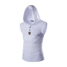 EBay Мужская мода с капюшоном борьба кожи сплошной цвет без рукавов спортивная футболка с капюшоном жилет B02