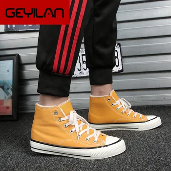 

Warm winter Men's canvas shoes sneakers 2019 solid lace-up flat with men shoes comfortable mans footwear zapatos de hombre S7-97