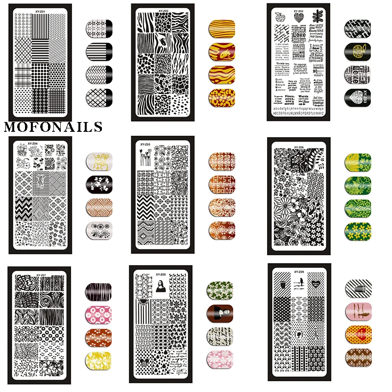 

1pc Rectangle Nail Stamping Stencil Sticker Mona Lisa Butterfly Heart-shape Bow-knot Stencil For Nail Polish Image Stencil Tools