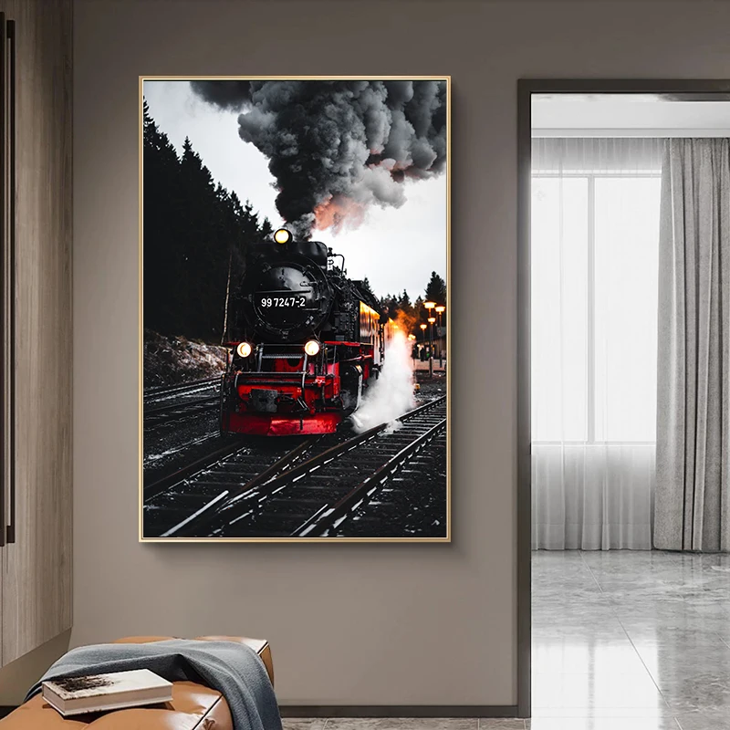 Retro Locomotive Poster Train Picture Posters and Prints Wall Art Canvas Paintings Living Room Decoration Home Decorative Arts