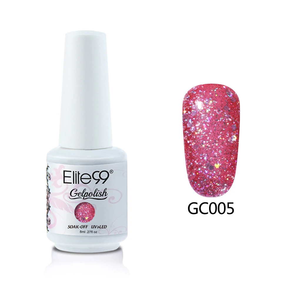 GC005 Elite99 8 мл бриллиантовый Гель-лак с блестками лак для Ногтей Сияющий Блеск УФ Гель-лак отмачиваемый лак для ногтей маникюр гель для ногтей - Цвет: GC005