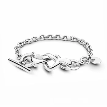 

yishi Pure silver love hate intertwined Bracelet symbolizes eternal love bracelet fashion personality because of love knot gift