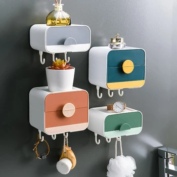 

Hanging Plug Bracket Wall Mounted Double Layer Drawer Organizer Soap Box Wall Mounted Double Layer Storage