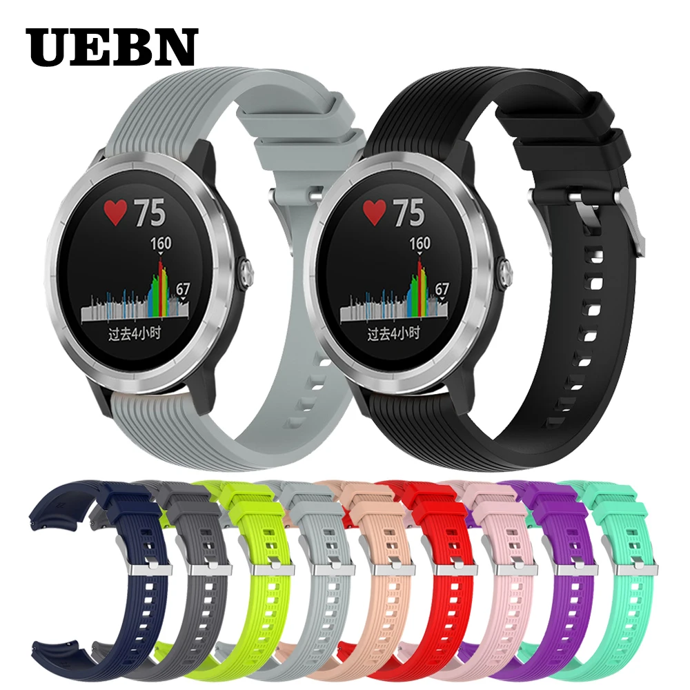 

UEBN 20mm Silicone Strap for Garmin Venu vivoactive 3 band Bracelet for Samsung gear s2 amazfit bip Replacement Watchband