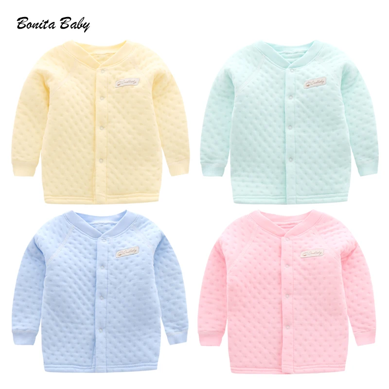 

Baby autumn clothes top 0-6 months baby winter warm newborn single piece thick long-sleeved cardigan pajamas 1-3 years old