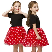 Нарядное платье с Минни Маус Платье для первого дня рождения для детей Рождественский костюм Косплэй для детей Рождественский костюм с узором в горошек, KidsVestidos 5t