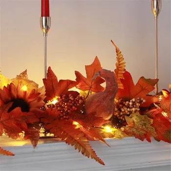 

Maple Leaves LED String Light 1.7M LED Lighted Fall Autumn Pumpkin Maple Leaves Garland Thanksgiving Decoration Led Lights