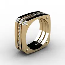 Мужские Панк Квадратные большие золотые кольца Новая мода три слоя золотого цвета обручальное кольцо CZ камень женские ювелирные изделия