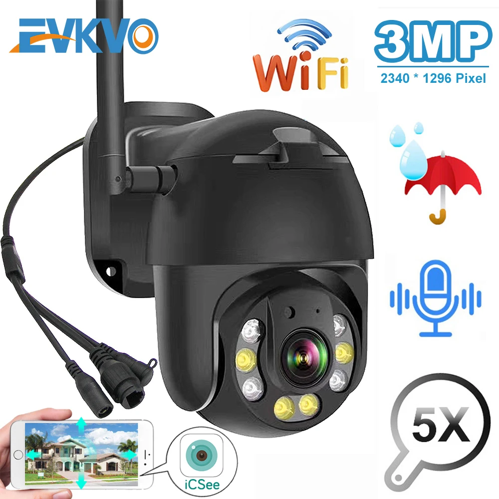 

4X Zoom WiFi IP PTZ Camera Outdoor 3MP Metal Black AI Motion Tracking Dual-light Speed Dome Camera CCTV Video Surveillance Cam