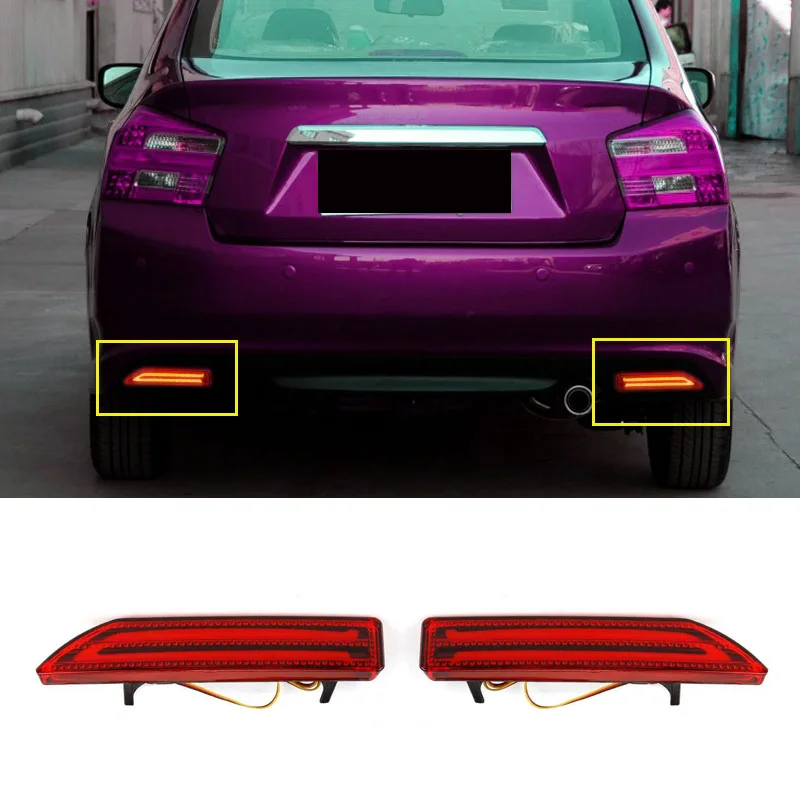 Car Rear Bumper Light Guide Strip with Driving Brake Dual Function Lamp Tail for Honda CRV 2009 CITY 2013 |