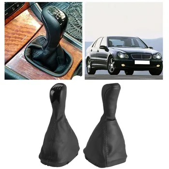 

Black 6 Speed Manual Car Styling Gear Shift Knob Lever Gaiter Boot Cover Collar FOR Mercedes Benz C Class W203 S203