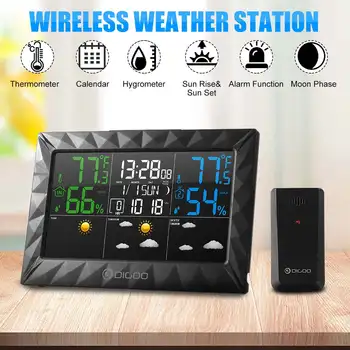 

DIGOO DG-8270A Indoor Outdoor Weather Station + 100m Forecast Sensor Thermometer Hygrometer Meter Calendar 3CH Backlight