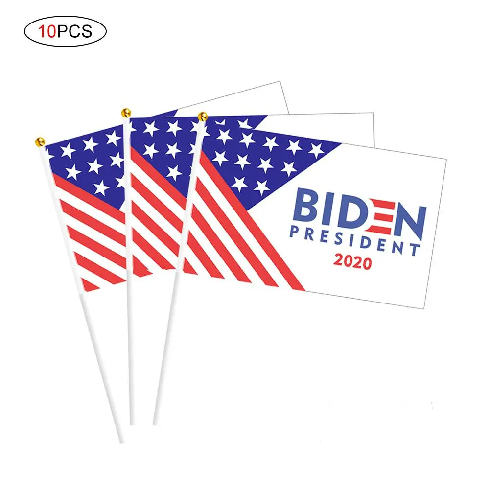 

10pcs Biden President 2020 Mini Flags Hand Held Small Miniature Biden Flags on Stick for Presidential Election