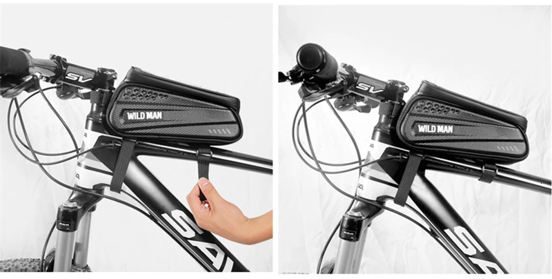 Sale WILD MAN Hard Shell Bicycle Bag 6.2" Reflective Rainproof Touch Screen Phone Case Bag Bike Top Tube Bag Cycling Accessories 23