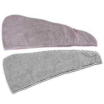 

2Pcs Hair Fast Drying Cap Absorbent Shower Cap Hair Bathroom Accessory Triangular Drying Hair Cap for Home Hotel Use (Vertical W