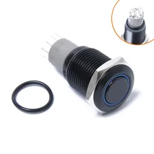 Светодиодный Blueray металлический переключатель сброса металла водонепроницаемый Push-бег трусцой Самоцентрирующийся выключатель питания